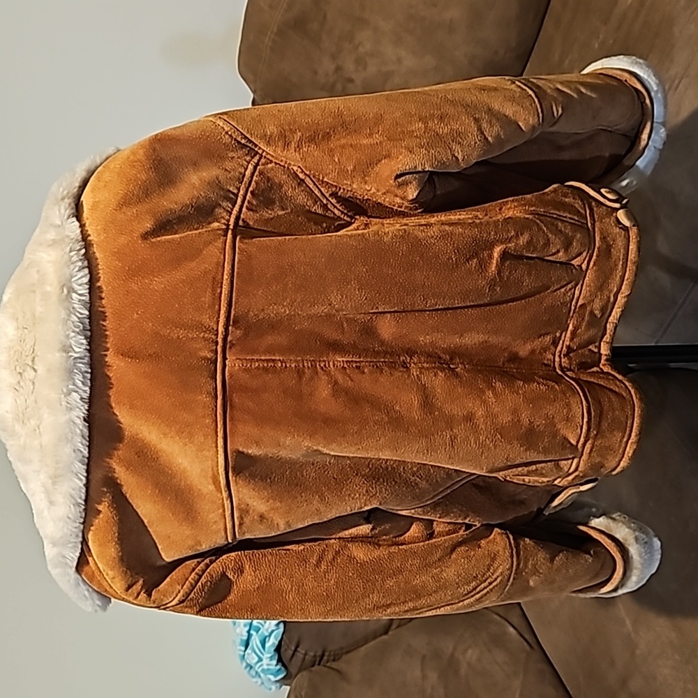 Leather Sherpa Jackets, Womens Large, Camel Color - Picture 6 of 14